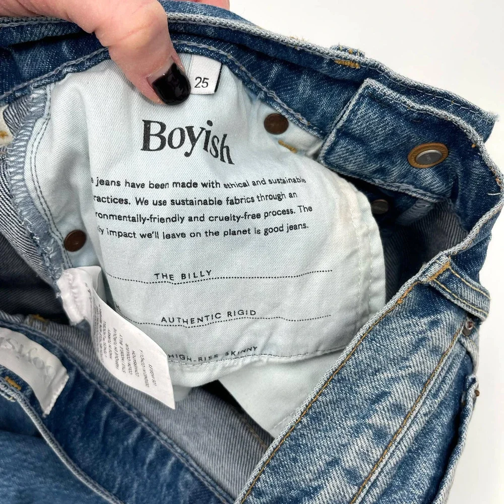Boyish The Billy High-Waist‎ Skinny Jean Conversation Wash Size 25 Rigid Denim